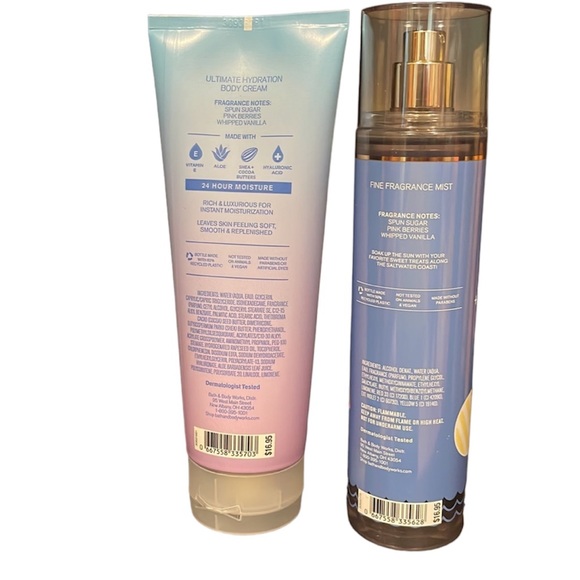 2pc Bath & Body Works Cotton Candy Clouds Fragrance Body Mist & Body Cream NWT - Picture 2 of 3